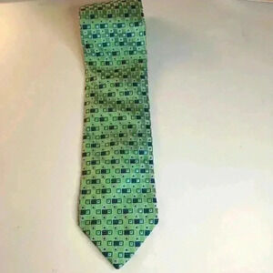 City of London 100% Silk Geometric pattern green and black Neck Tie